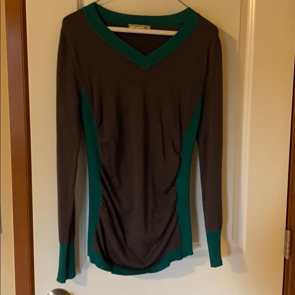 Grey and teal sweater